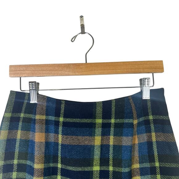 Maurices Plaid Wool Mini Skirt Womens 6 Blue Green Vintage Preppy Dark Academia - Picture 3 of 6